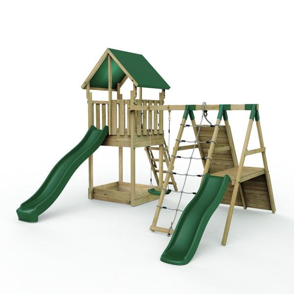 Rebo Modular Wooden Climbing Frame Playset - Swing, Climb & Slide Wychwood