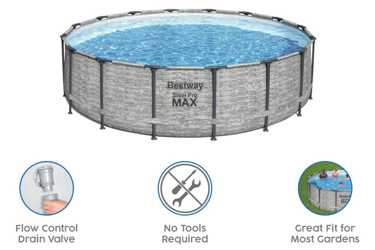 Bestway 16ft x 48in Steel Pro Max Pool Set Above Ground Swimming Pool - BW5619E