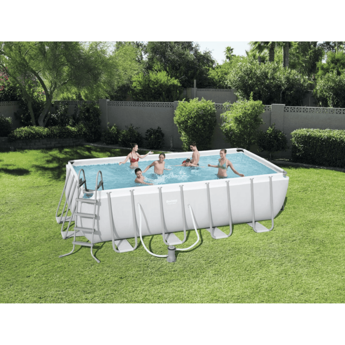 Bestway 16ft x 8ft x 48in Rectangular Steel Pro Frame Set Above Ground Swimming Pool BW56670