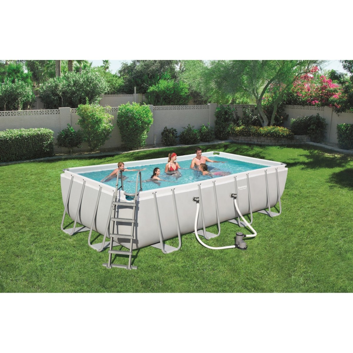 Bestway 18ft x 9ft x 48in Power Steel Rectangle Pool Set – BW56465