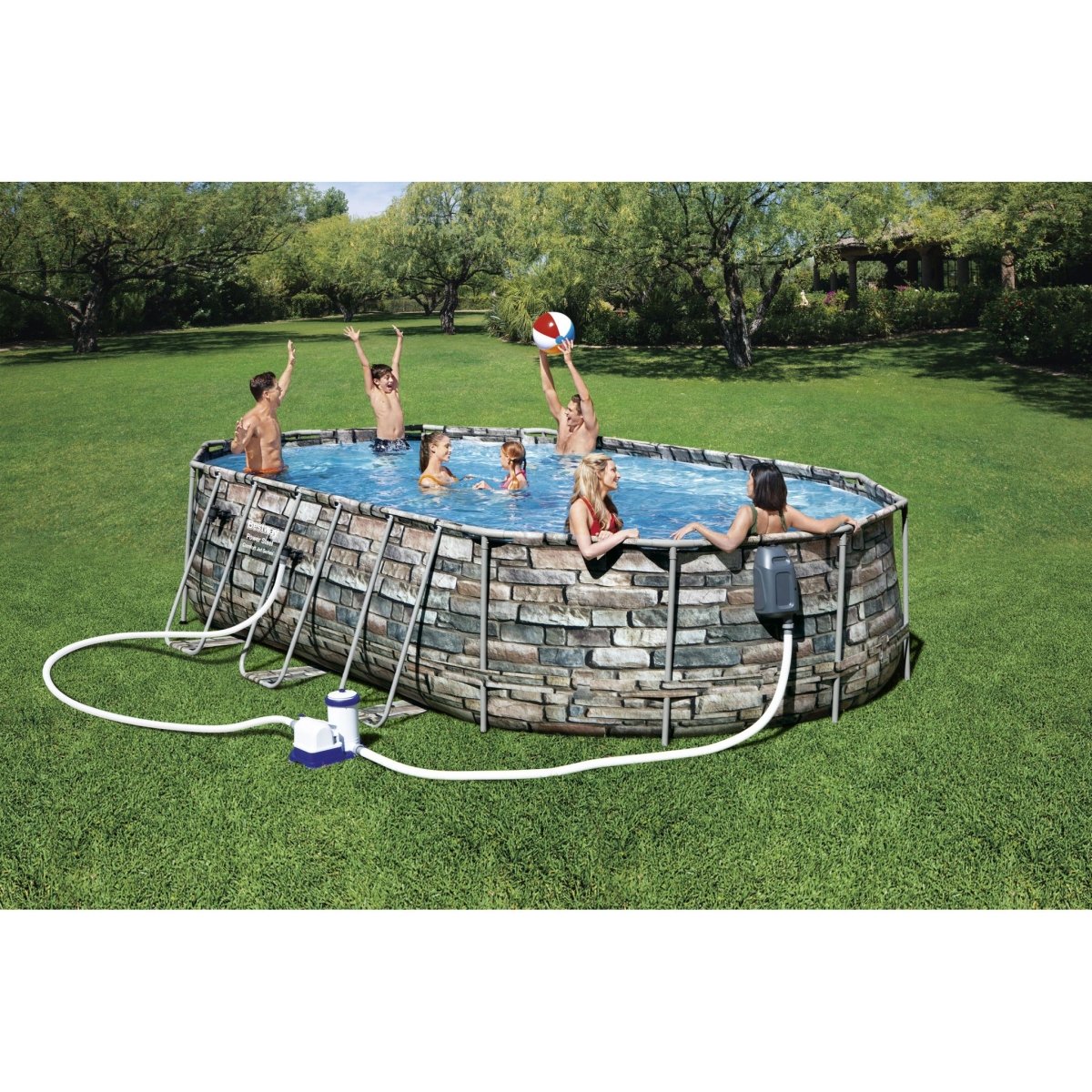 Bestway Power Steel Comfort Jet Series 20ft x 12ft x 48in Oval Pool Set – BW56719