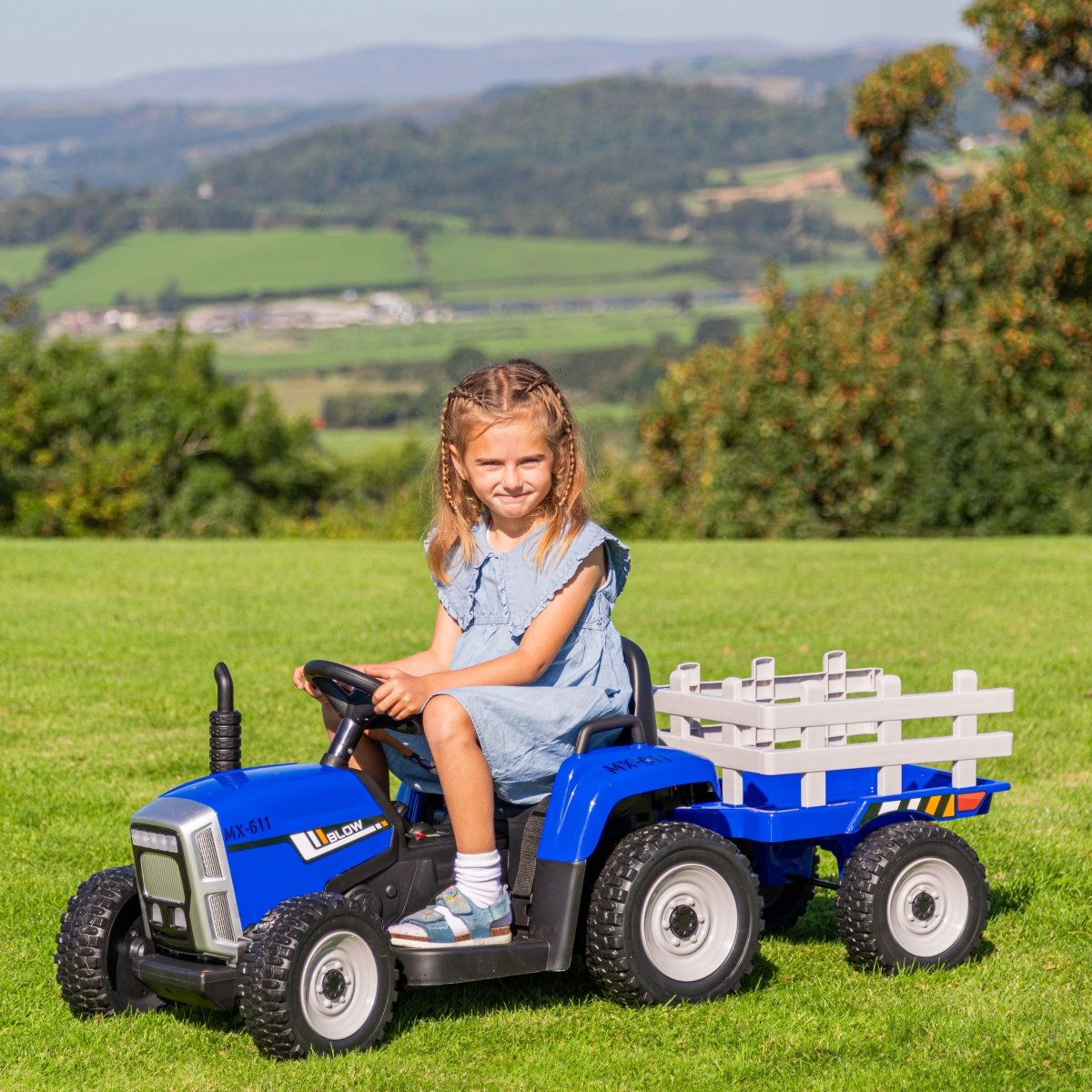 Children’s Electric 12V Ride On Tractor With Trailer and Remote