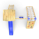 Limited Edition Rebo Wooden Climbing Frame with Swing and Up & over Climbing wall - Bear Blue