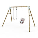 Limited Editon Rebo Wooden Garden Double Swing Sets - Luna