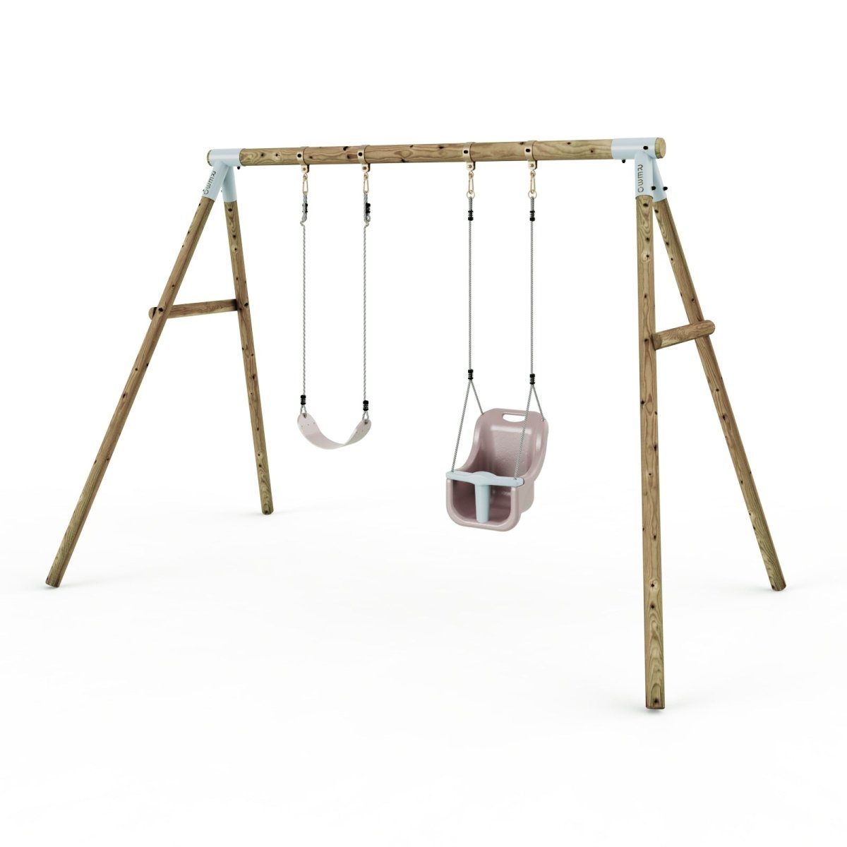 Limited Editon Rebo Wooden Garden Double Swing Sets - Luna