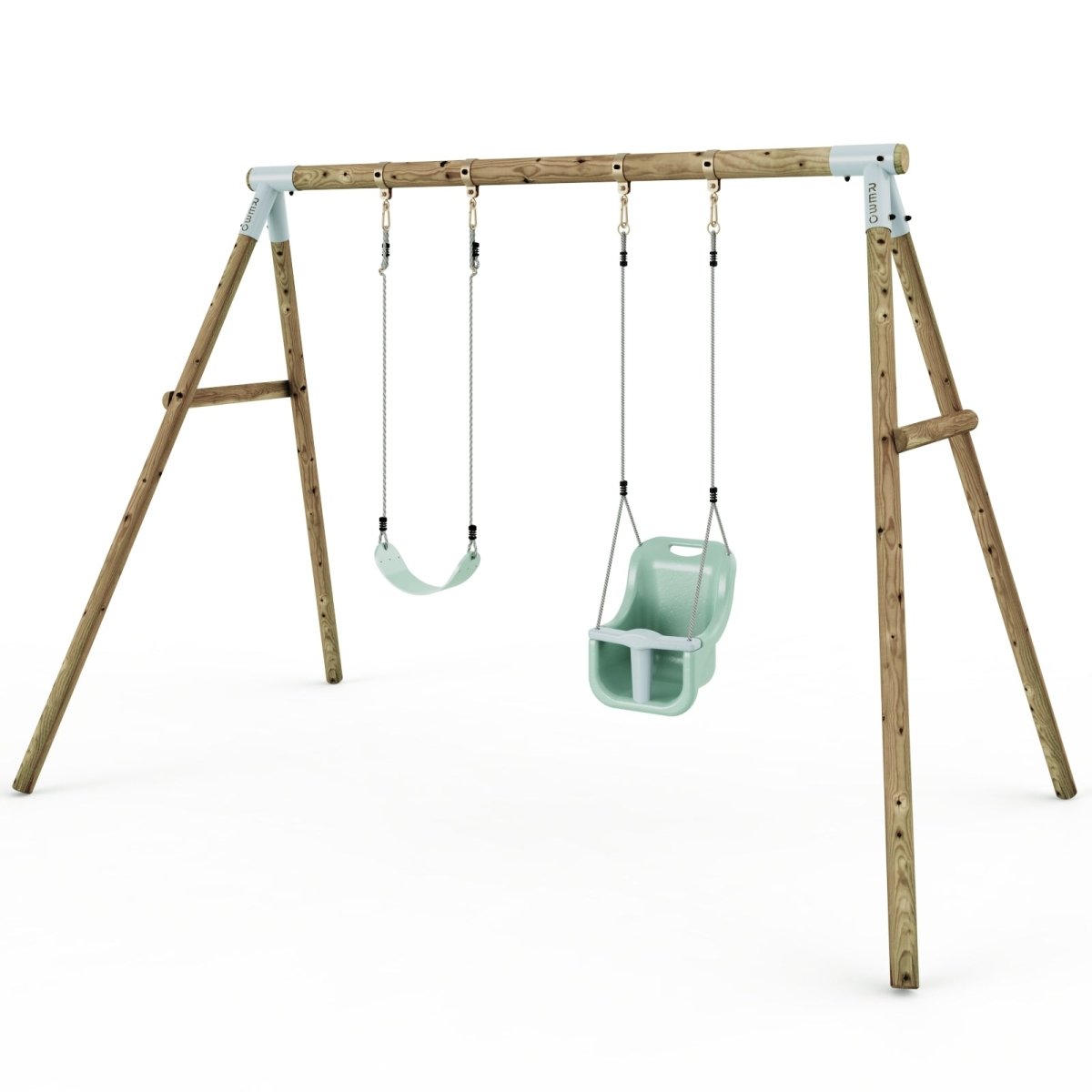 Limited Editon Rebo Wooden Garden Double Swing Sets - Luna