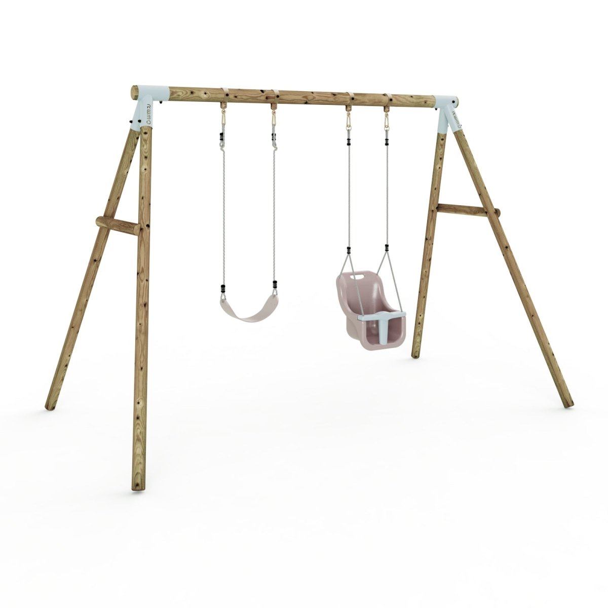 Limited Editon Rebo Wooden Garden Double Swing Sets - Luna