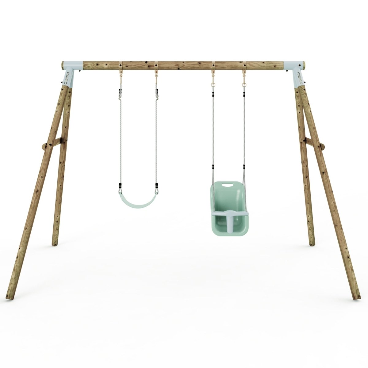 Limited Editon Rebo Wooden Garden Double Swing Sets - Luna