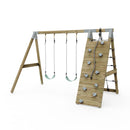 PolarPlay Premium Double Swing Set with Climbing Wall