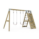 PolarPlay Premium Double Swing Set with Climbing Wall