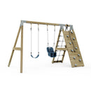 PolarPlay Premium Double Swing Set with Climbing Wall