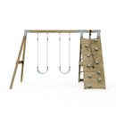 PolarPlay Premium Double Swing Set with Climbing Wall