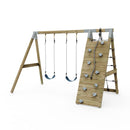 PolarPlay Premium Double Swing Set with Climbing Wall