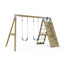 PolarPlay Premium Double Swing Set with Climbing Wall