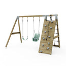 PolarPlay Premium Double Swing Set with Climbing Wall