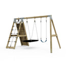 PolarPlay Premium Double Swing Set with Climbing Wall