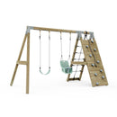 PolarPlay Premium Double Swing Set with Climbing Wall