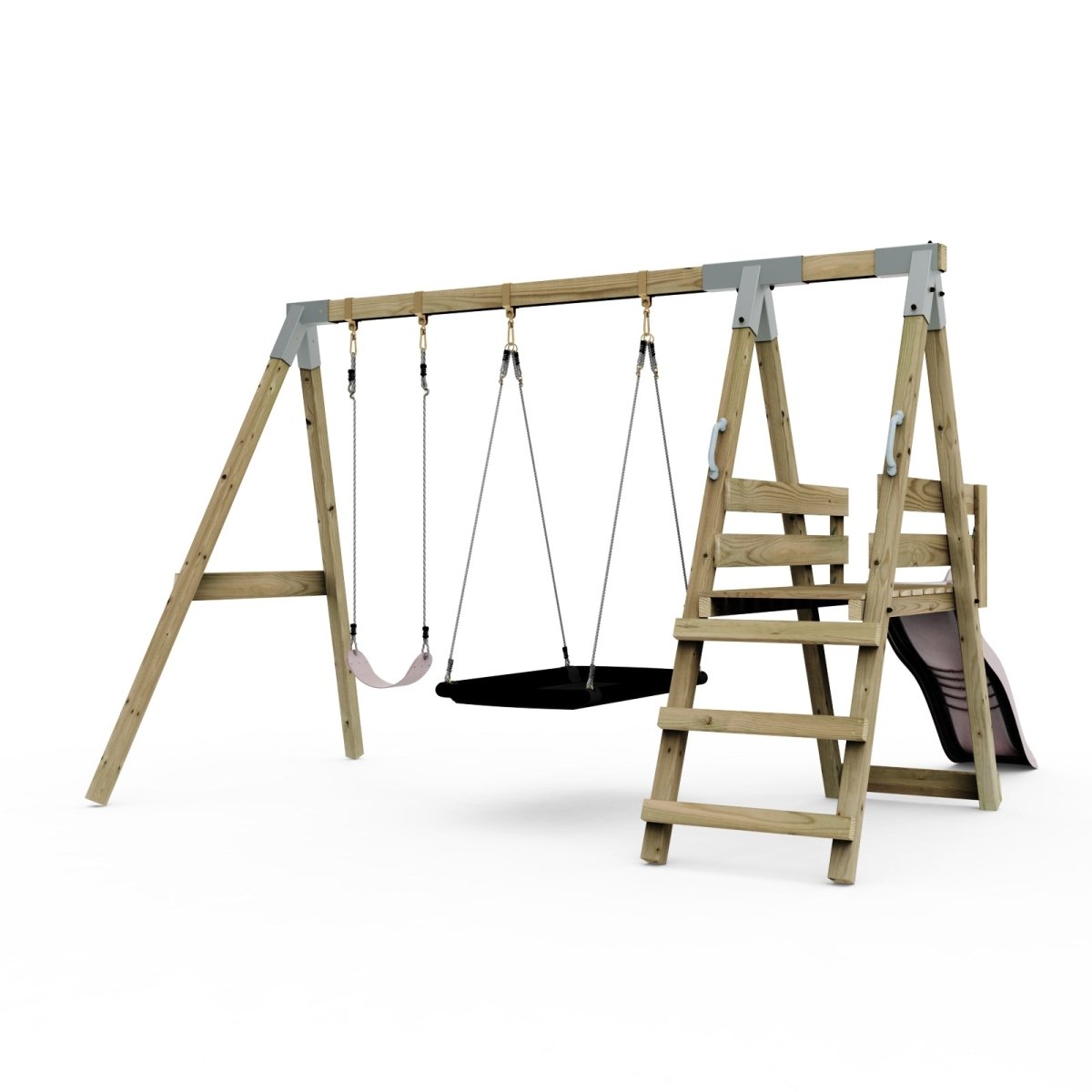 PolarPlay Premium Double Swing Set with Slide