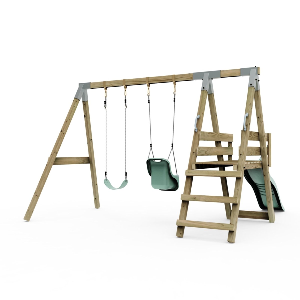 PolarPlay Premium Double Swing Set with Slide