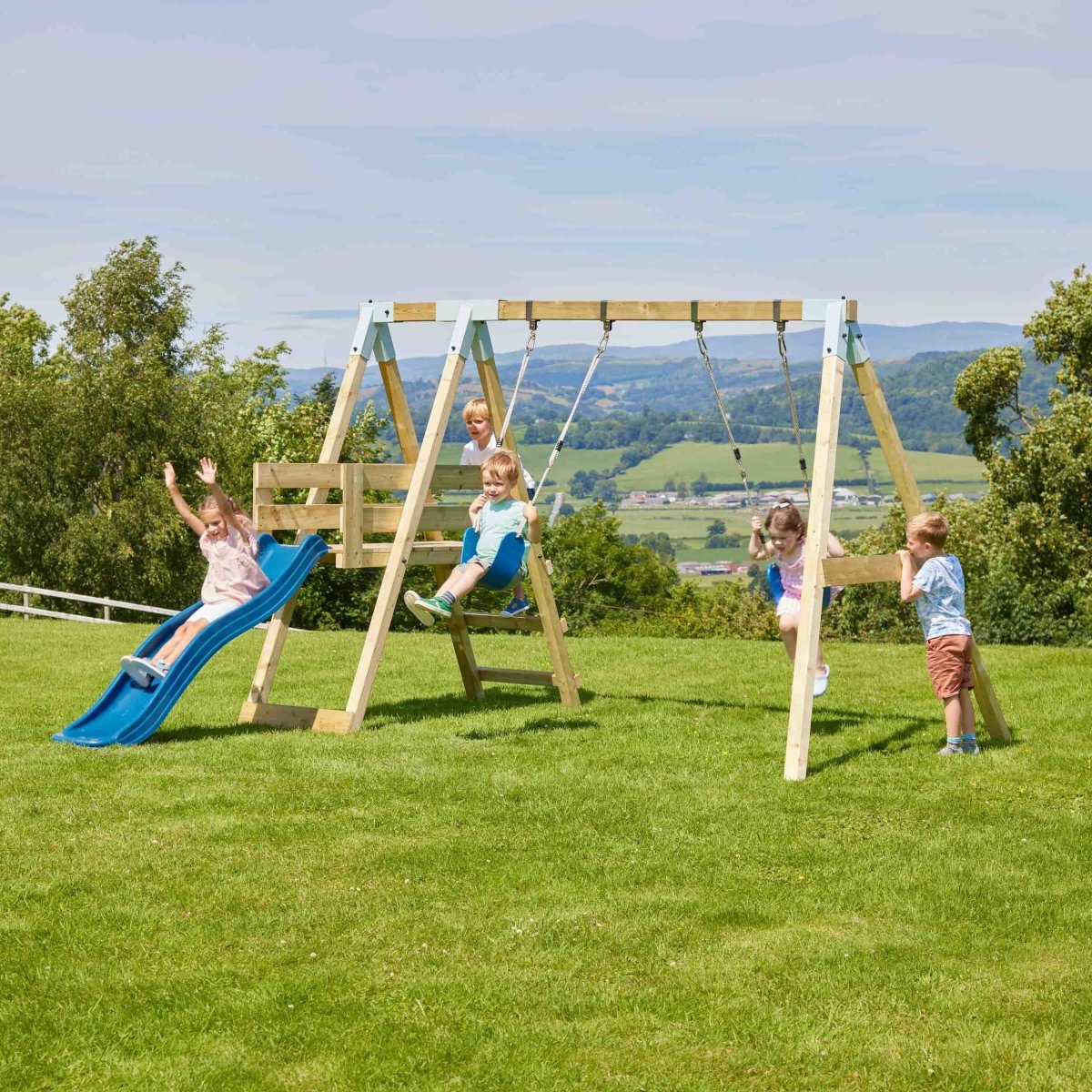 PolarPlay Premium Double Swing Set with Slide