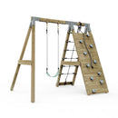 PolarPlay Premium Single Swing Set with Climbing Wall