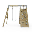 PolarPlay Premium Single Swing Set with Climbing Wall