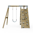 PolarPlay Premium Single Swing Set with Climbing Wall