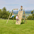 PolarPlay Premium Single Swing Set with Climbing Wall