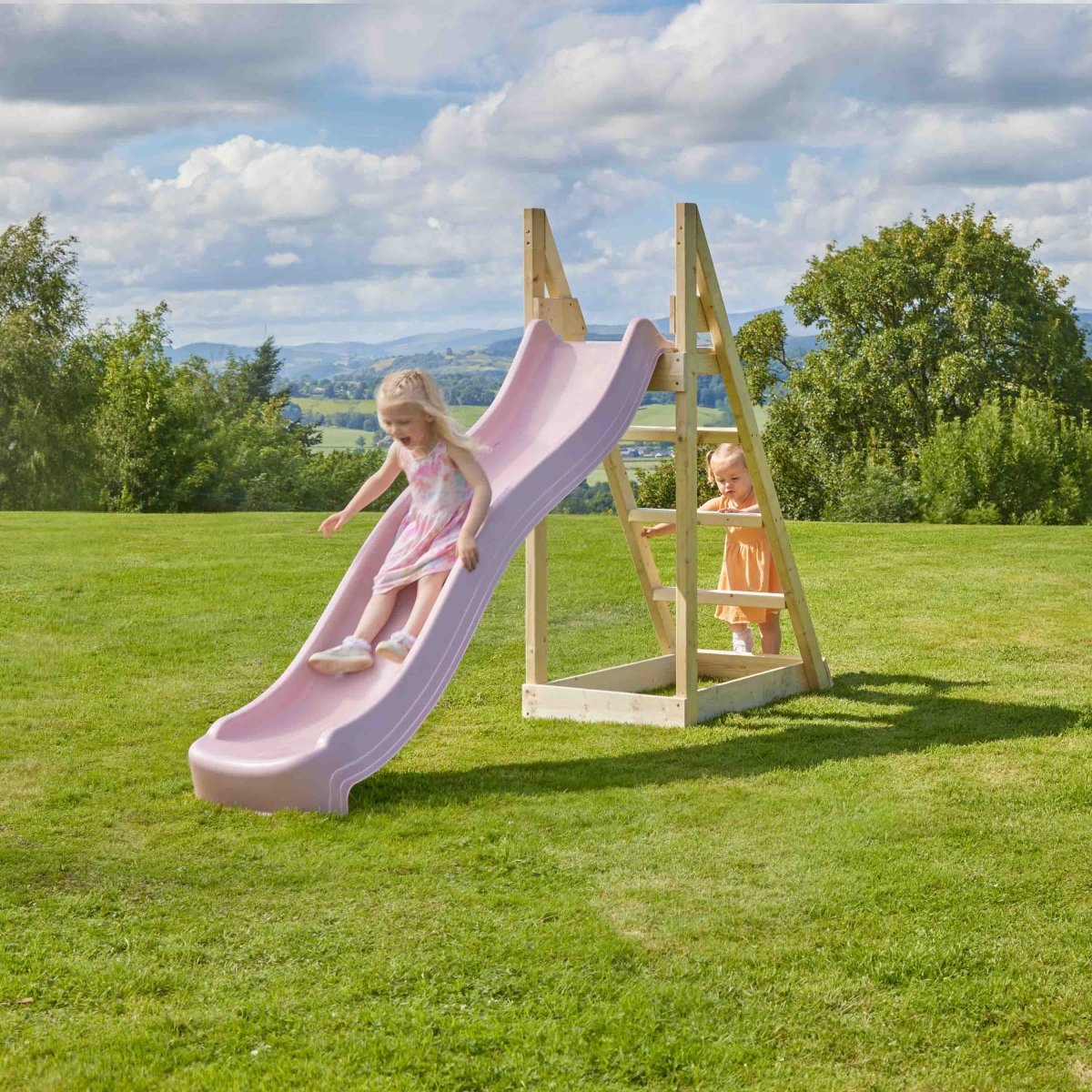 Rebo 8 ft Freestanding Kids Slide - Dusky Pink