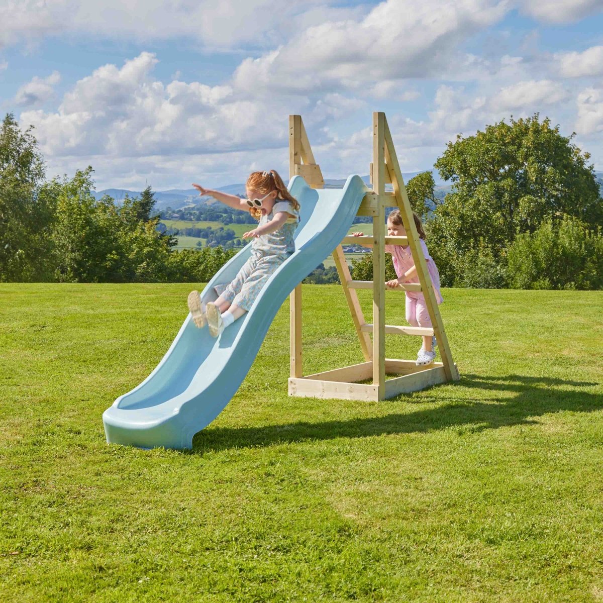 Rebo 8 ft Freestanding Kids Slide - Ice Blue