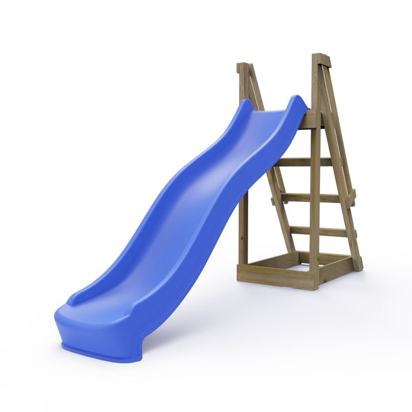 Rebo Garden Wave Free Standing Water Slide with Wooden Platform - 8Ft Slide Blue