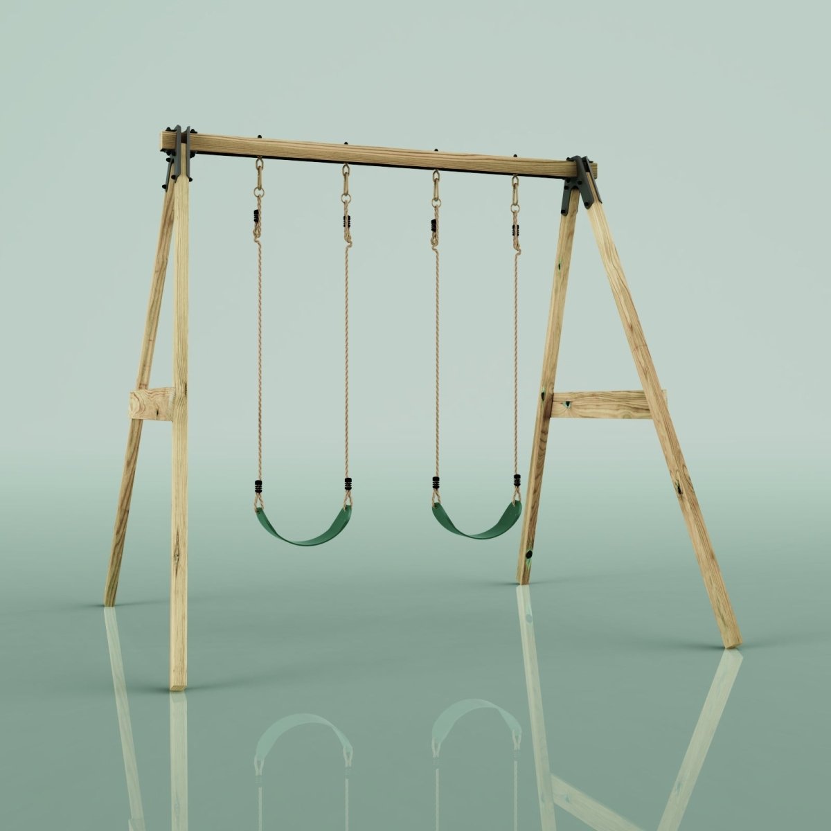 Rebo Glide Wooden Double Swing Sets with Two Swing Seats – Tulip