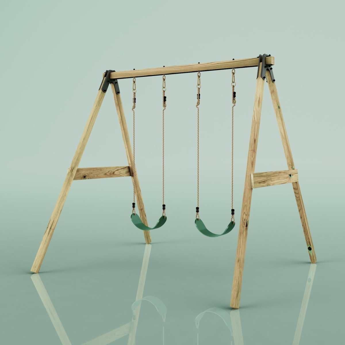 Rebo Glide Wooden Double Swing Sets with Two Swing Seats – Tulip