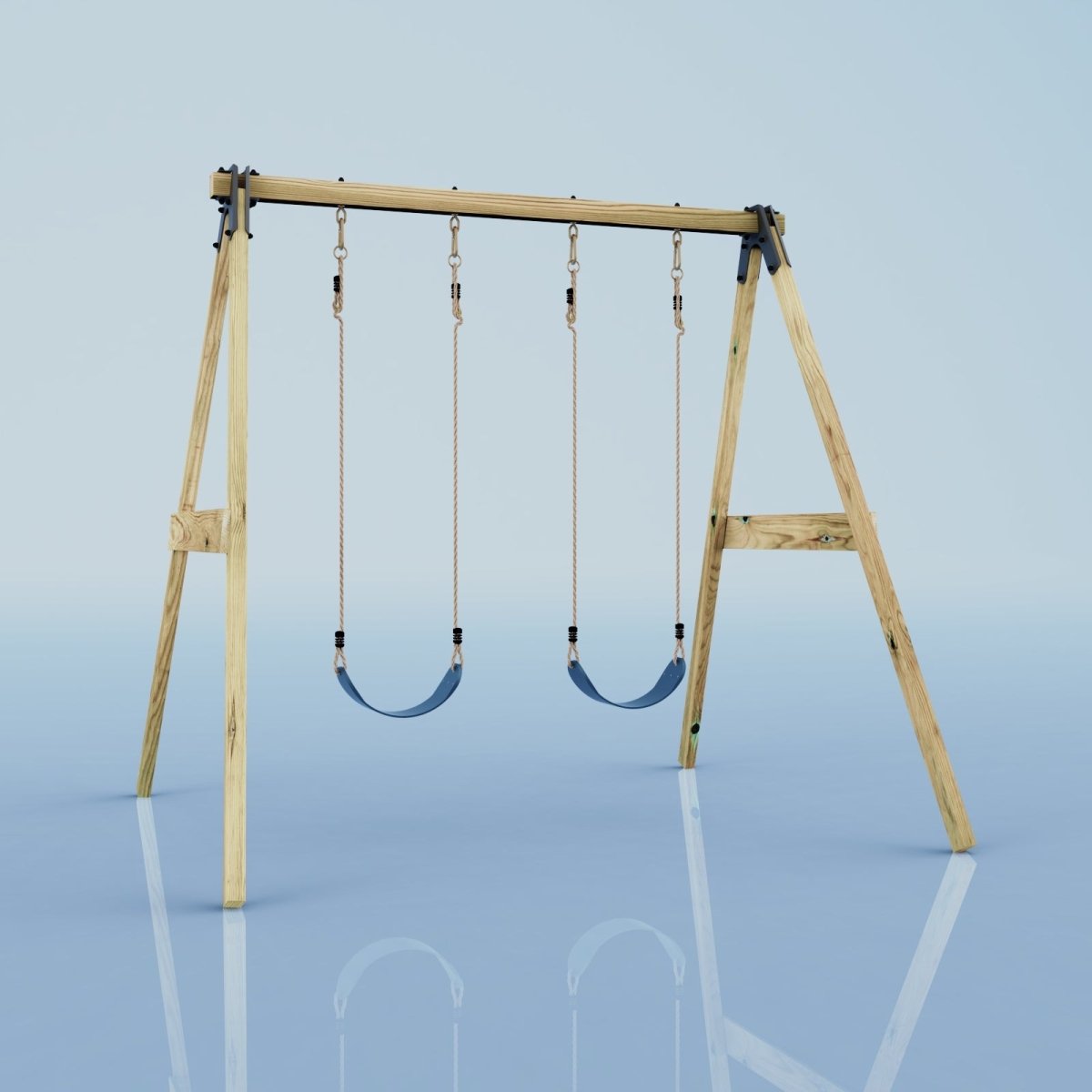 Rebo Glide Wooden Double Swing Sets with Two Swing Seats – Tulip