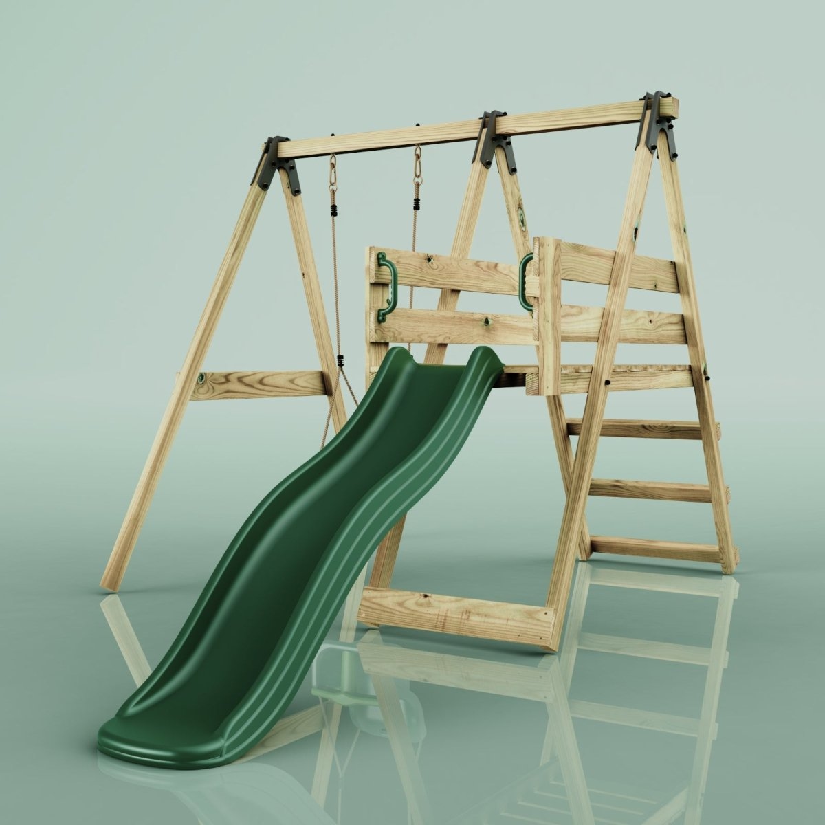 Rebo Glide Wooden Single Swing Sets with 6ft Slide and Swing Seat – Orchid