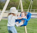 Rebo Glide Wooden Single Swing Sets with 6ft Slide and Swing Seat – Orchid