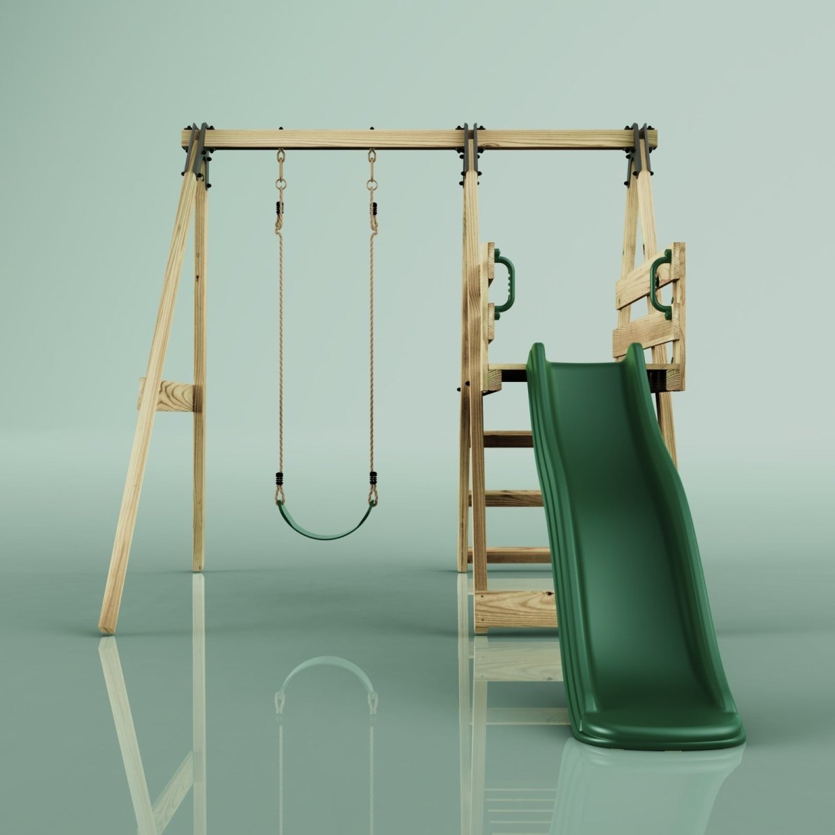 Rebo Glide Wooden Single Swing Sets with 6ft Slide and Swing Seat – Orchid