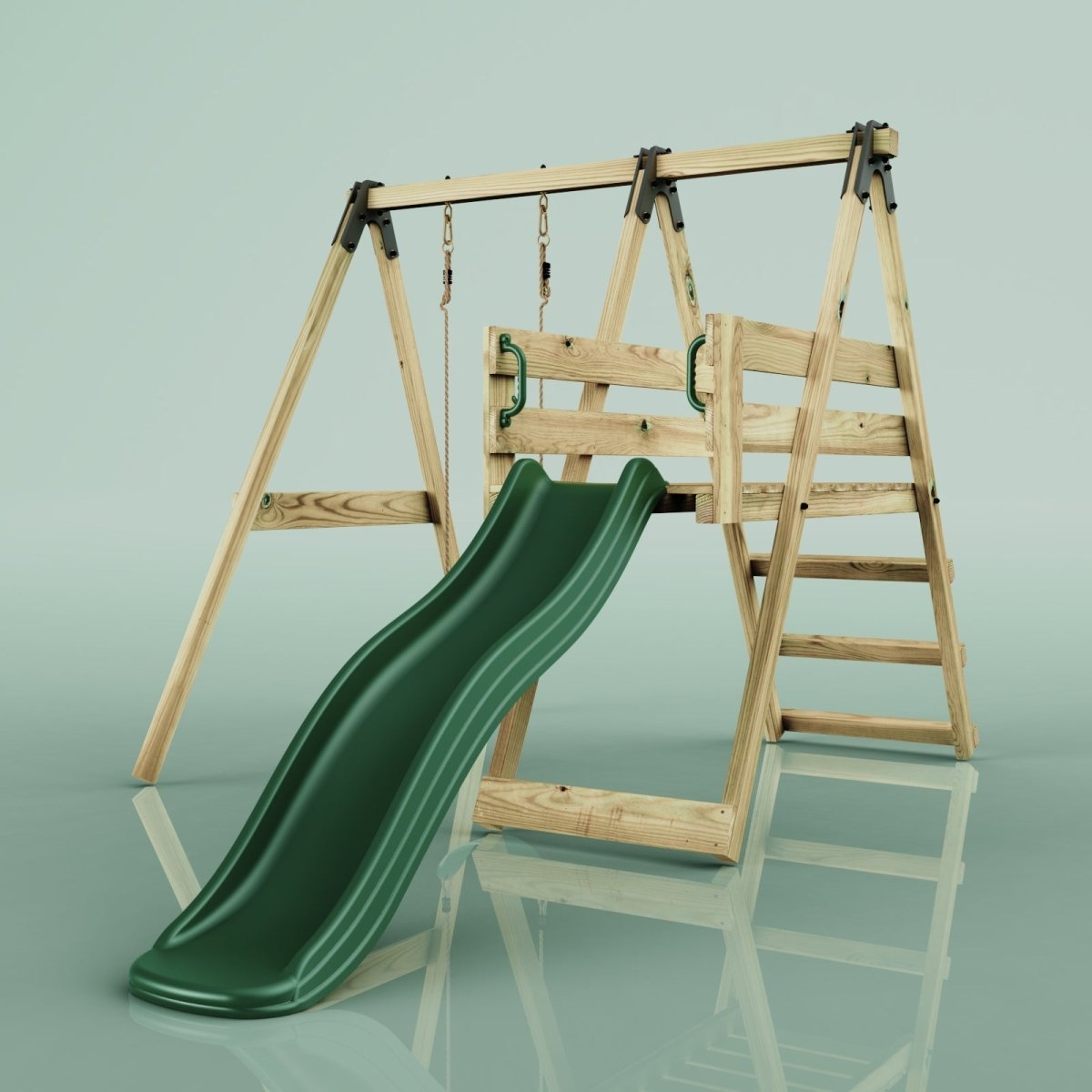 Rebo Glide Wooden Single Swing Sets with 6ft Slide and Swing Seat – Orchid