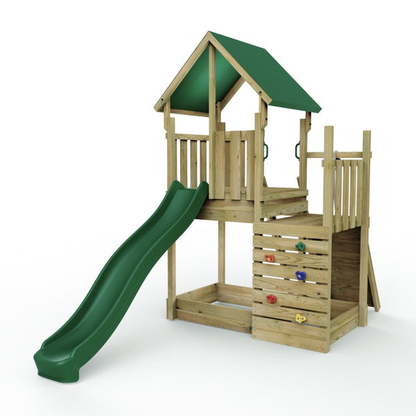 Rebo Modular Wooden Climbing Frame Adventure Playset - M3 plus Ramp