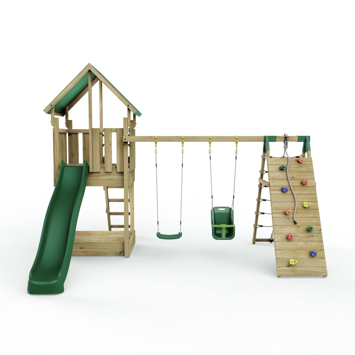 Rebo Modular Wooden Climbing Frame Adventure Playset - Swing and Climb Haldon