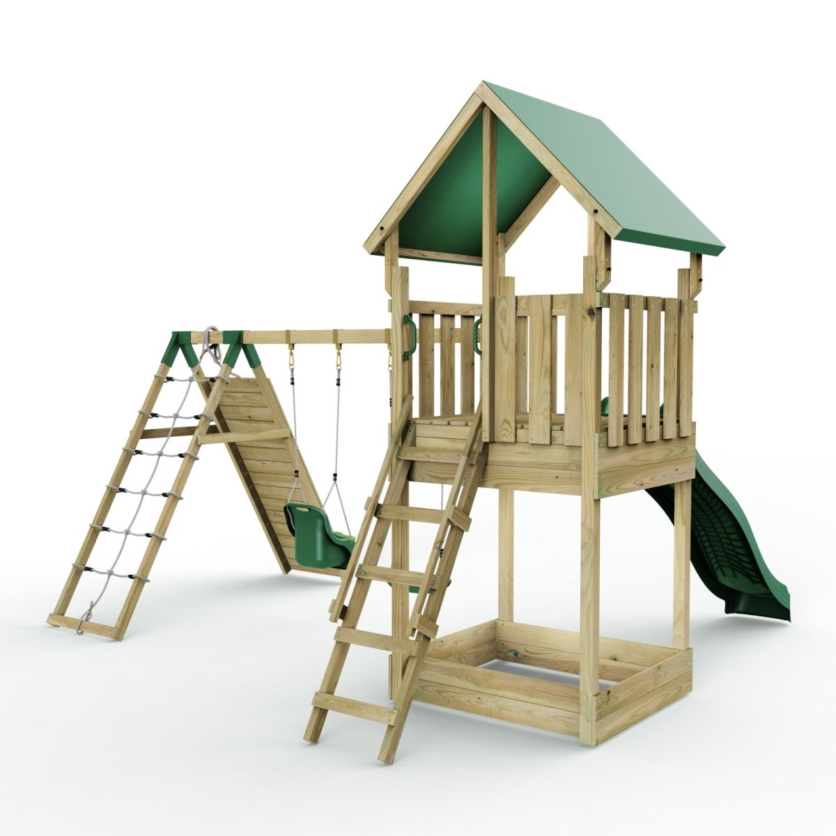 Rebo Modular Wooden Climbing Frame Adventure Playset - Swing and Climb Haldon