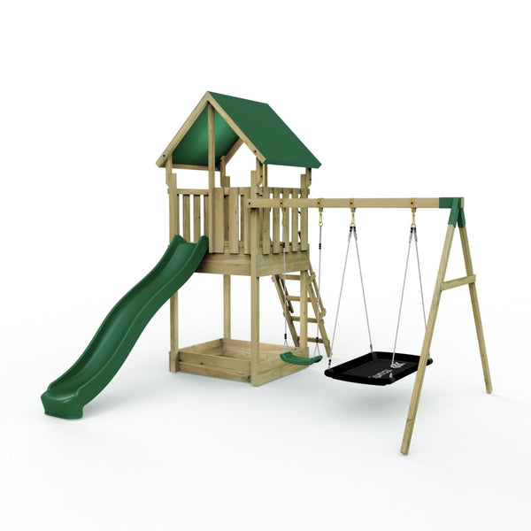 Rebo Modular Wooden Climbing Frame Adventure Playset - Swing Gisburn