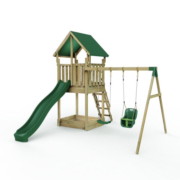 Rebo Modular Wooden Climbing Frame Adventure Playset - Swing Haldon