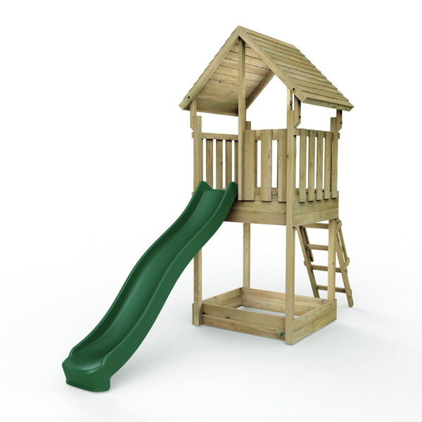 Rebo Modular Wooden Climbing Frame Adventure Playset - Tower with Wooden Roof