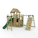 Rebo Modular Wooden Climbing Frame Playset - M26 Swings, Monkey Bars & Den