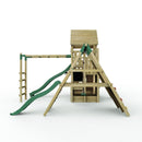 Rebo Modular Wooden Climbing Frame Playset - M27 Single Swing, Monkey Bars & Den