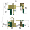 Rebo Modular Wooden Climbing Frame Playset - M27 Single Swing, Monkey Bars & Den