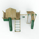 Rebo Modular Wooden Climbing Frame Playset - M27 Single Swing, Monkey Bars & Den