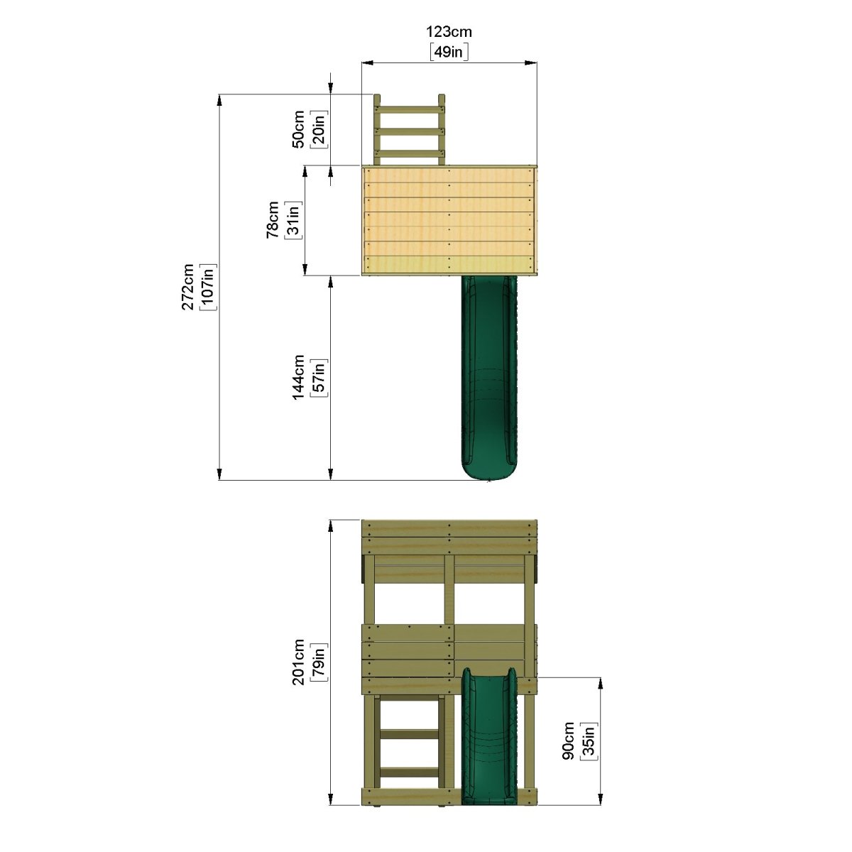 Rebo Wooden Lookout Tower Playhouse with 6ft Slide - Standard Lookout