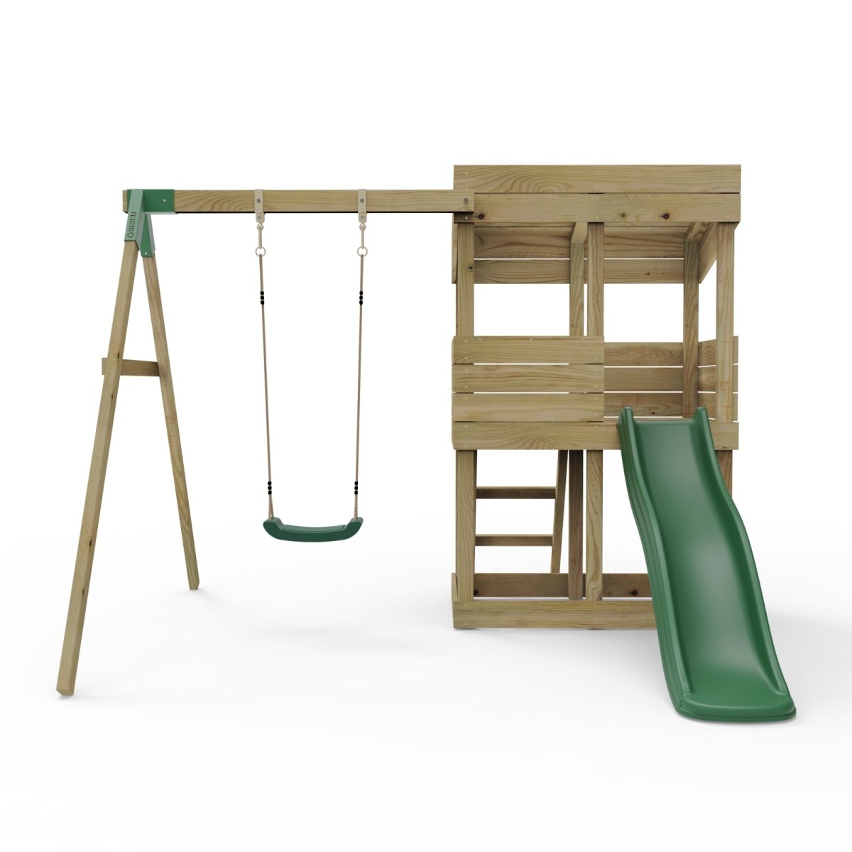 Rebo Wooden Lookout Tower Playhouse with 6ft Slide & Swing - Arches